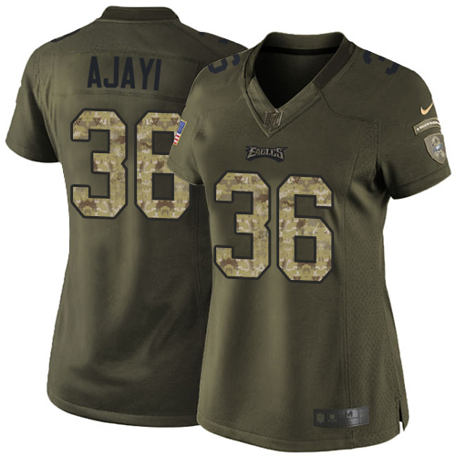 Nike Eagles #36 Jay Ajayi Green Women's Stitched NFL Limited 2015 Salute to Service Jersey